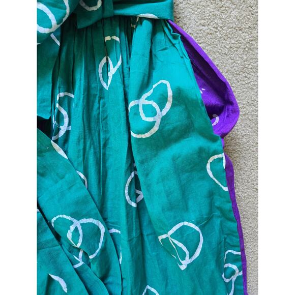 NWT** Elisamama Asake Blue Green Abstract Color-block Maxi Cotton Dress Size Sm - Picture 5 of 8